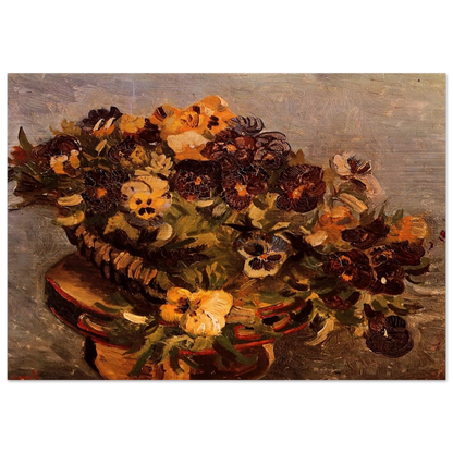 Tambourine with Pansies - Vincent van Gogh Brushed Aluminum Print - 70x100 cm / 28x40 inches | Vincent van Gogh Aluminum Print | Vincent van Gogh Prints