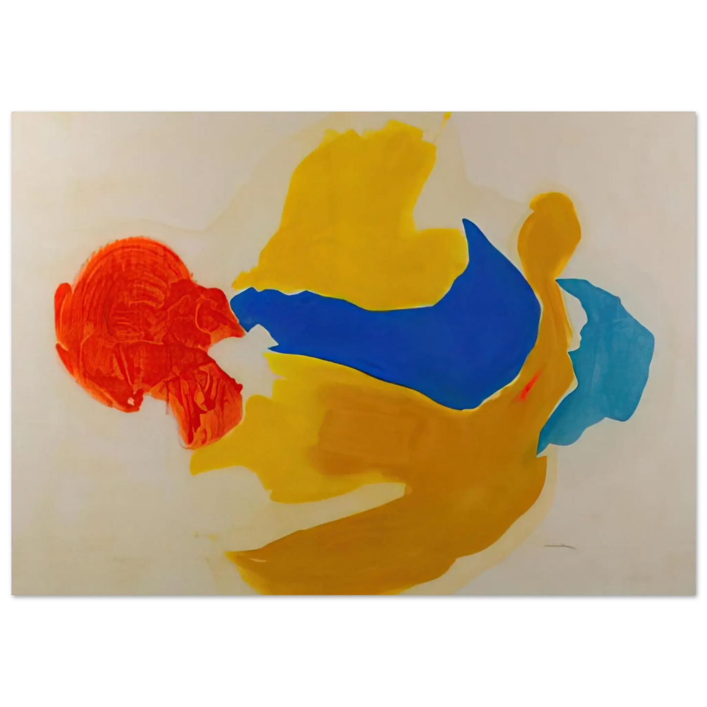 Helen Frankenthaler - Blue Jay - 1963  United States Wall art - 28x43  cm / XL (11x17 Inches) - Premium Wooden Framed Poster With Fine Art Paper - White frame