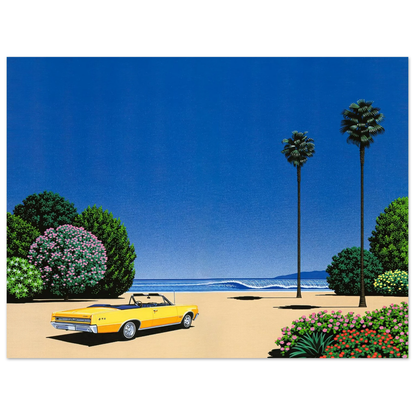 Hiroshi Nagai - Sweet Breeze Alt Coastline at LoverÃƒÂ¢Ã¢â€šÂ¬Ã¢â€žÂ¢s Point Wall Art - 21x29.7 cm / 8x12" - Premium Wooden Framed Poster With Fine Art Paper - Black frame