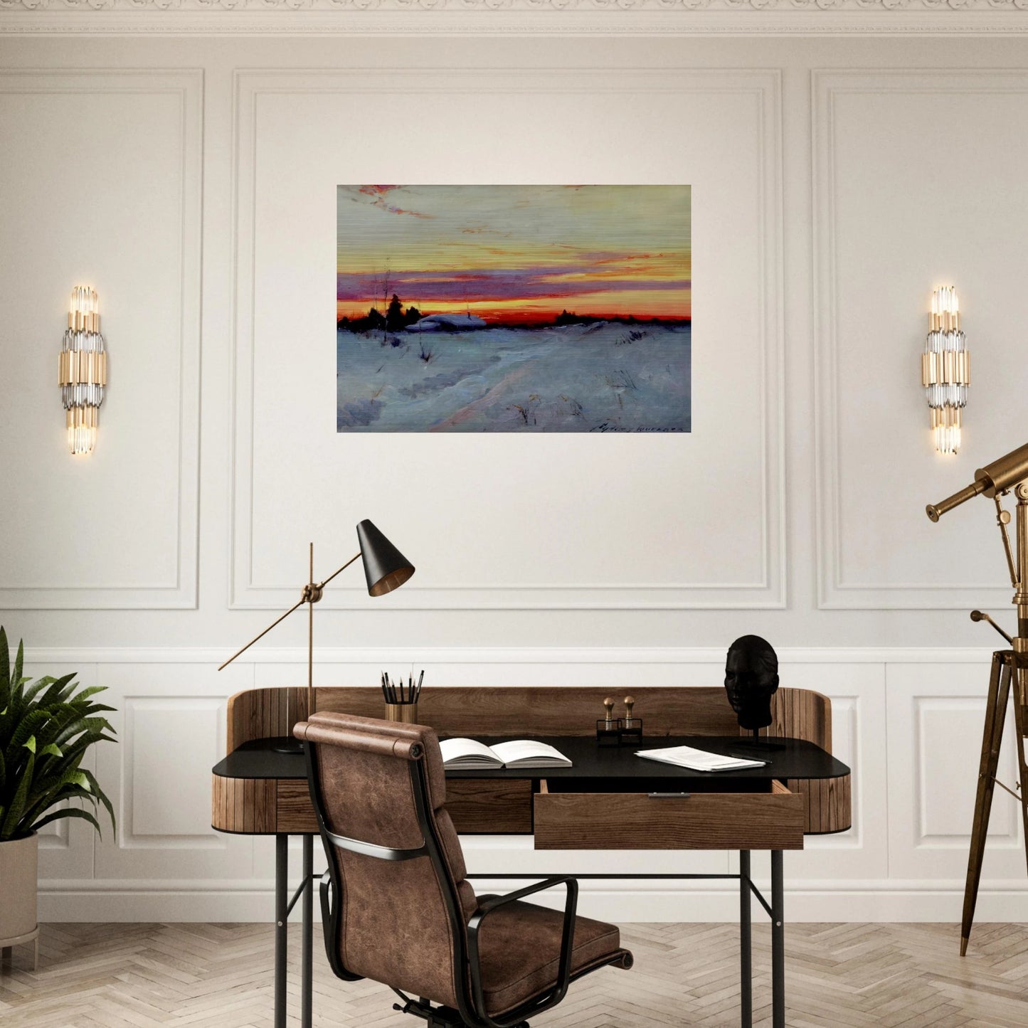 Alaska Sunset - Romanticism - Sydney Laurence Brushed Aluminum Print - 70x100 cm / 28x40 inches | Sydney Laurence Aluminum Print | Sydney Laurence Prints