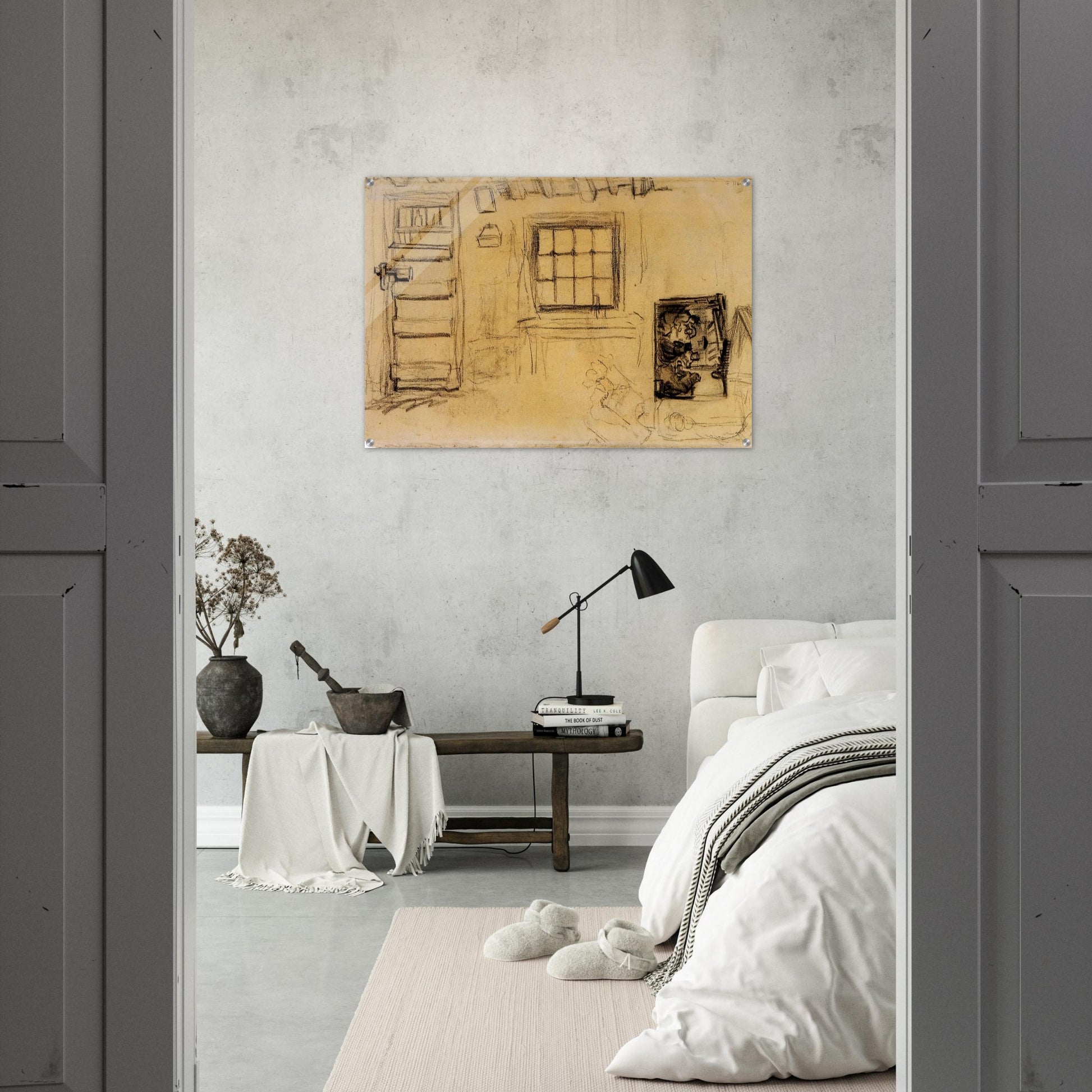 Studies of the Interior of a Cottage, and a Sketch of The Potato Eaters - Vincent van Gogh Acrylic Print - 70x100 cm / 28x40″ inches