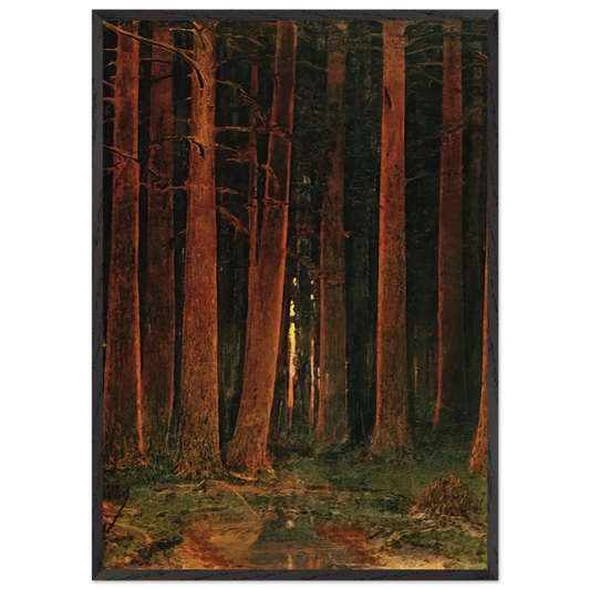 Sunset in the forest - Arkhyp Kuindzhi 70x100 cm / 28x40 inches Framed Art Print – Black Wooden Frame