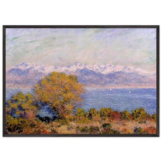 The Alps Seen from Cap dAntibes - claude monet 70x100 cm / 28x40 inches Framed Art Print – Black Wooden Frame