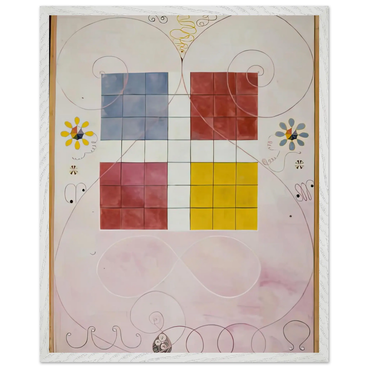 Hilma af Klint - DE TIO ST RSTA N 10 ALDERDOMEN 1907 Wall art - 15x20 cm / 6x8 Inches - Premium Wooden Framed Poster With Fine Art Paper - White frame
