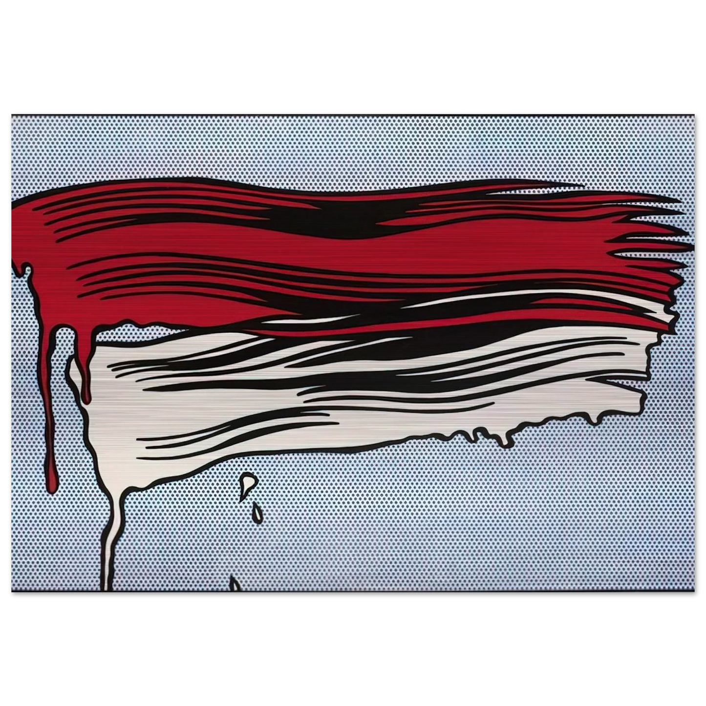 RED AND WHITE BRUSHSTROKES 1965 - Roy Lichtenstein Brushed Aluminum Print - 70x100 cm / 28x40 inches | Roy Lichtenstein Aluminum Print | Roy Lichtenstein Prints