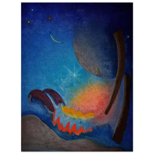 Agnes Lawrence Pelton - Night Fires - Precisionism  75x100 cm / 30x40inches Fine Art Poster