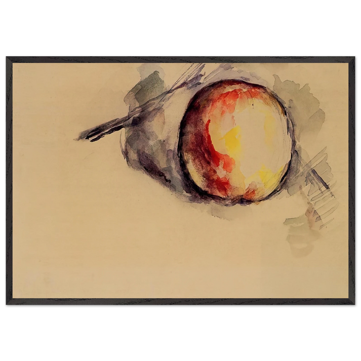 Study of an Apple - Paul Cezanne 70x100 cm / 28x40 inches Framed Art Print – Black Wooden Frame