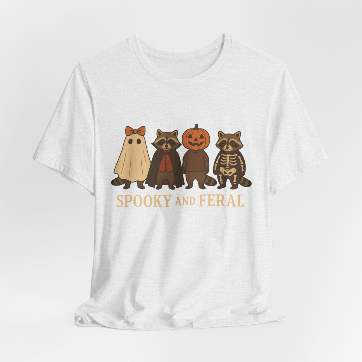 Spooky Raccoon Shirt, Grappige Halloween Grafisch T-shirt, Schattig Vintage Herfst T-shirt, Trendy Vrouwen Halloween Shirt, Feral Raccoon T-shirt