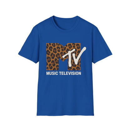 Vintage MTV Cheetah Print Grafisch T-Shirt Retro Muziek Televisie 80s 90s Throwback Band Shirt Unisex Dierenprint Rock Shirt