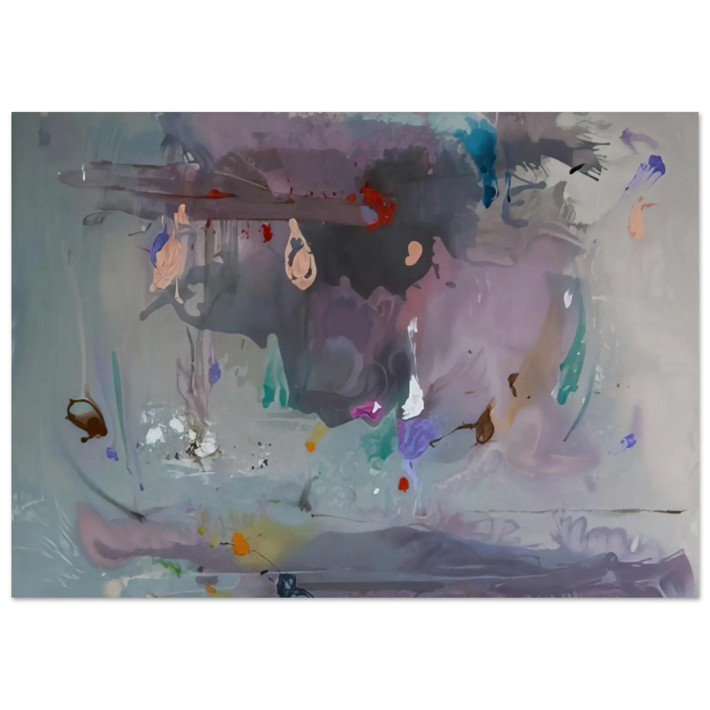 Helen Frankenthaler - Grey Fireworks - 2000 Wall art - 30x40 cm / 12x16 Inches - Premium Wooden Framed Poster With Fine Art Paper - Black frame