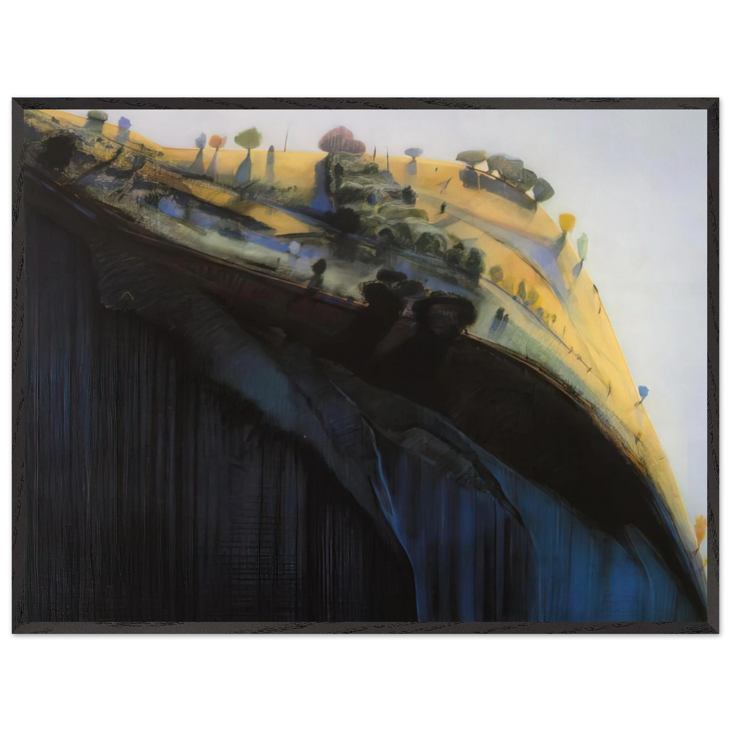 Wayne Thiebaud - Coloma Ridge - 1968 Wall Art - 60x80 cm / 24x32 inches - Premium Wooden Framed Poster With Fine Art Paper-canvas - Black frame