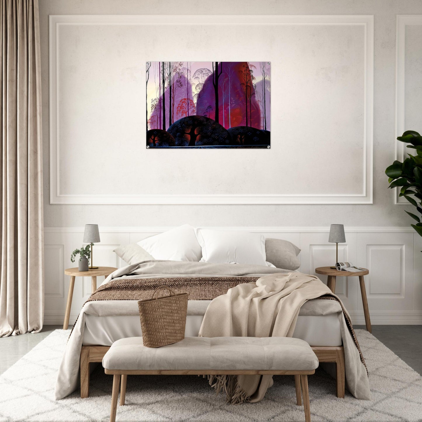 Mauve, Red and Purple - Eyvind Earle Acrylic Print - 70x100 cm / 28x40″ inches
