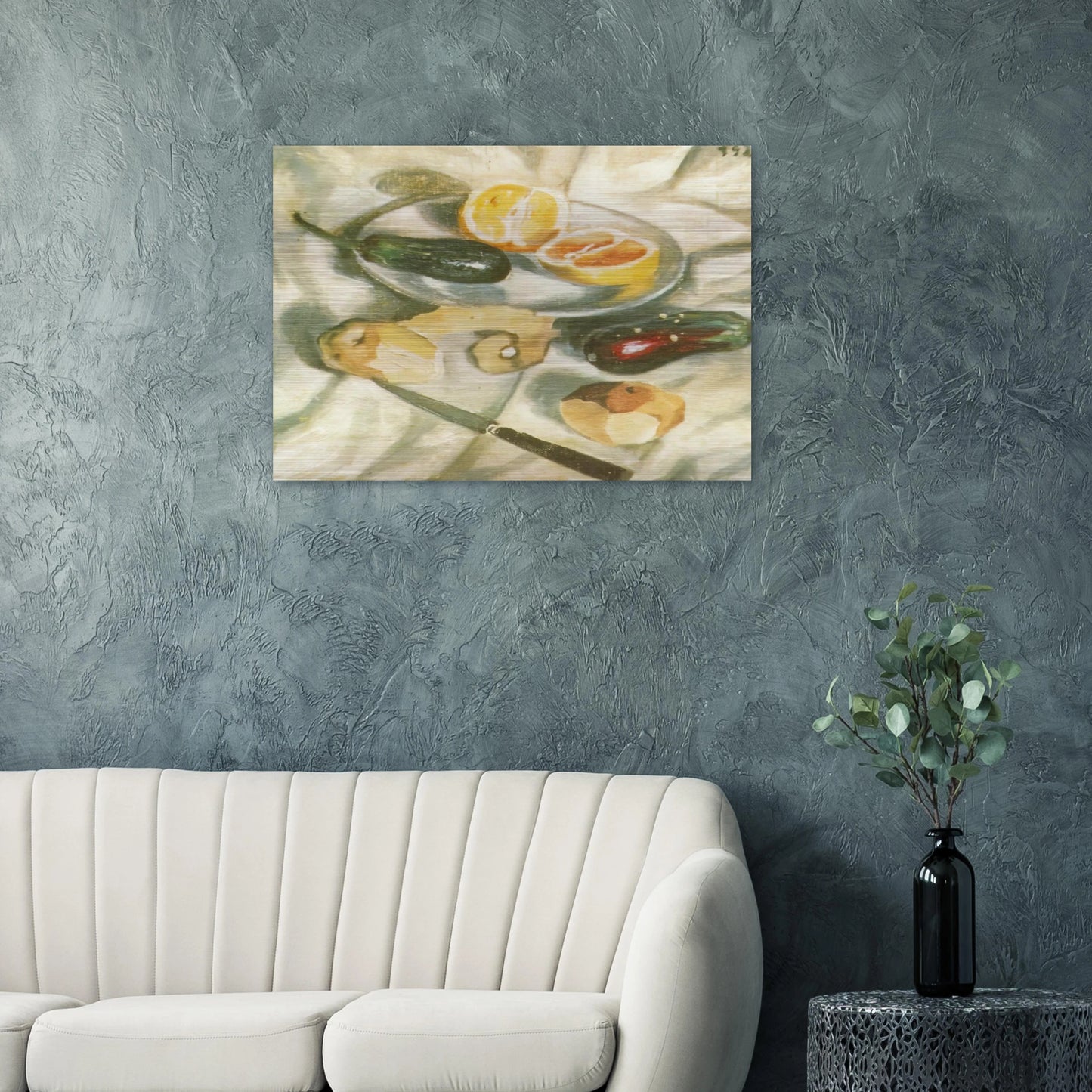 STILL LIFE WITH AUBERGINES - Salvador Dali Brushed Aluminum Print - 70x100 cm / 28x40 inches | Salvador Dali Aluminum Print | Salvador Dali Prints