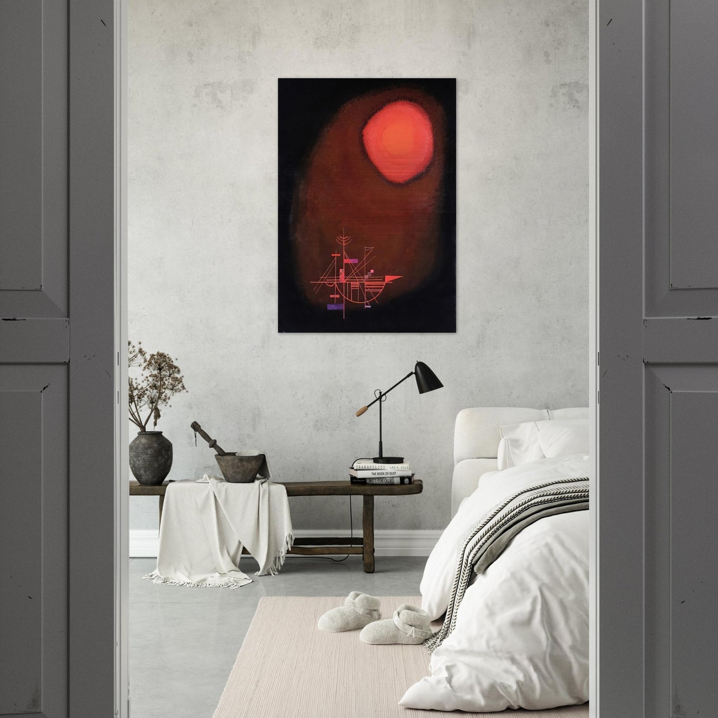 RED SUN AND SHIP - Wassily Kandinsky Brushed Aluminum Print - 70x100 cm / 28x40 inches | Wassily Kandinsky Aluminum Print | Wassily Kandinsky Prints