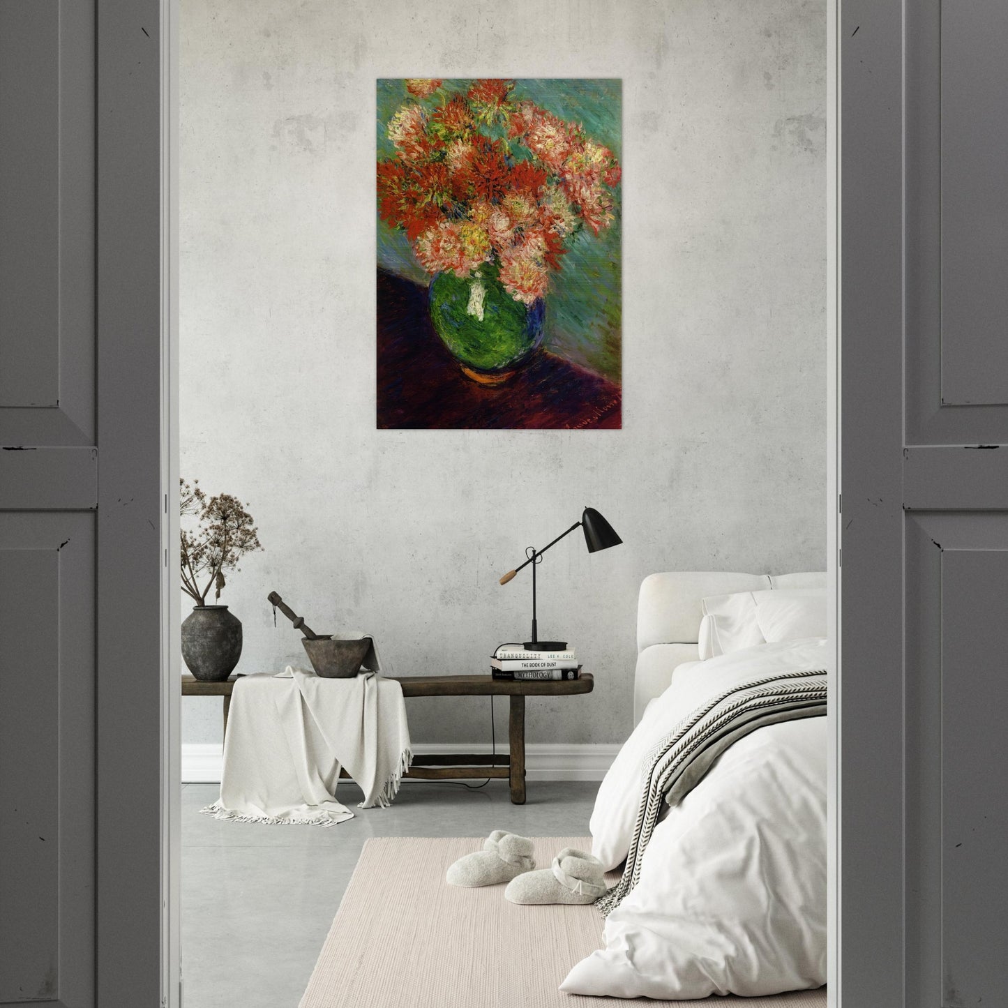 Vase of Chrysanthemums - claude monet Brushed Aluminum Print - 70x100 cm / 28x40 inches | claude monet Aluminum Print | claude monet Prints