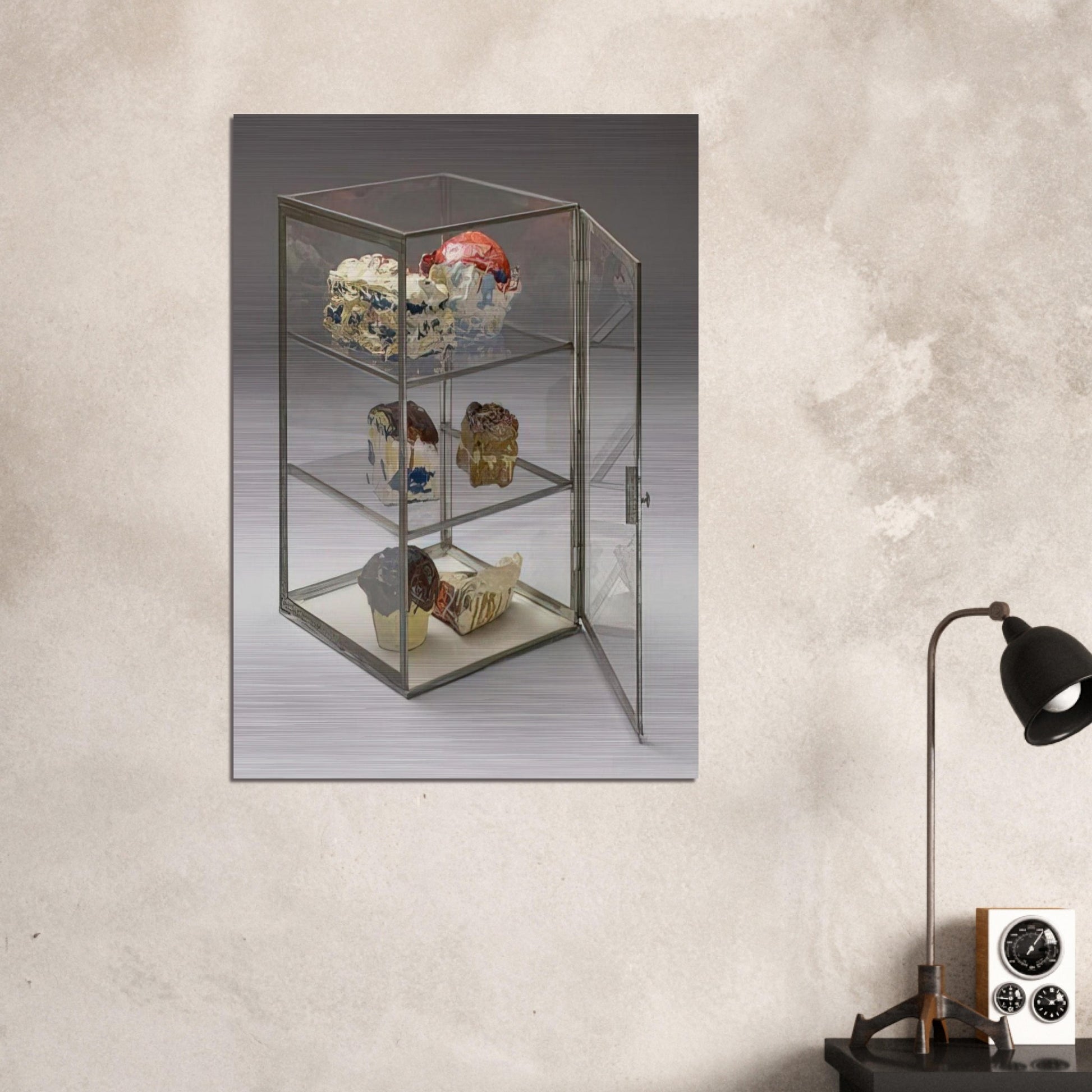 PASTRY CASE 1961 - Claes Oldenburg Brushed Aluminum Print - 70x100 cm / 28x40 inches | Claes Oldenburg Aluminum Print | Claes Oldenburg Prints