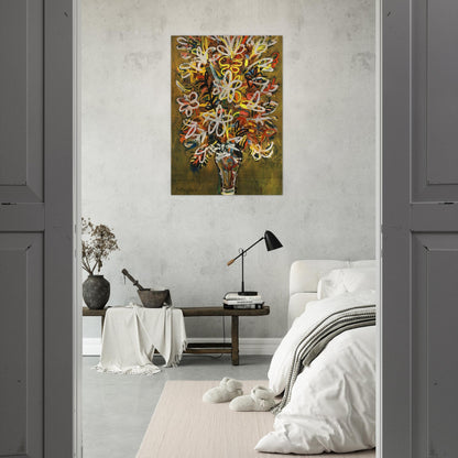 FLOWER VASE 1963 - Rene Portocarrero Brushed Aluminum Print - 70x100 cm / 28x40 inches | Rene Portocarrero Aluminum Print | Rene Portocarrero Prints