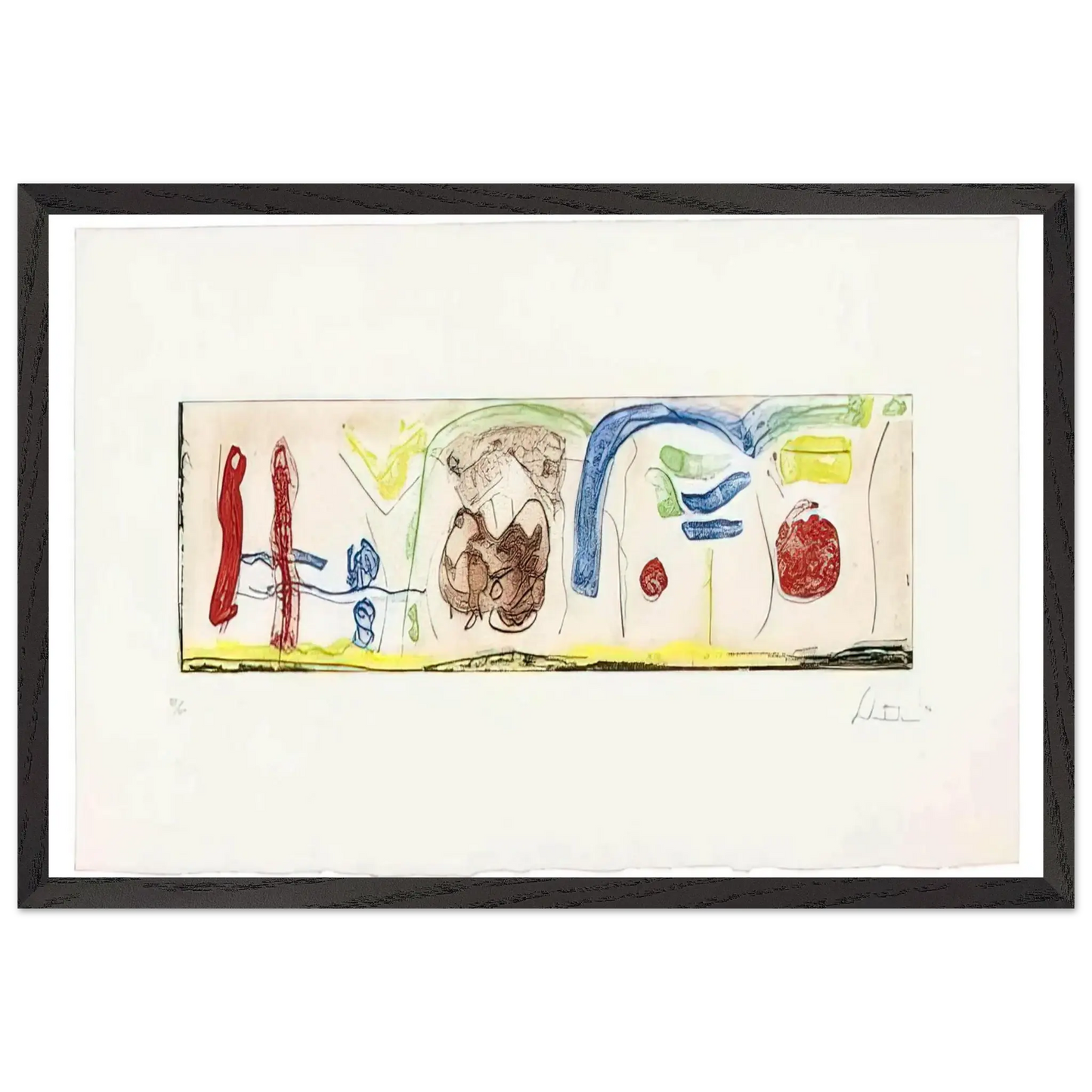 Helen Frankenthaler - Bridges - 1996 Wall art - 21x29.7 cm / 8x12" - Premium Wooden Framed Poster With Fine Art Paper - White frame