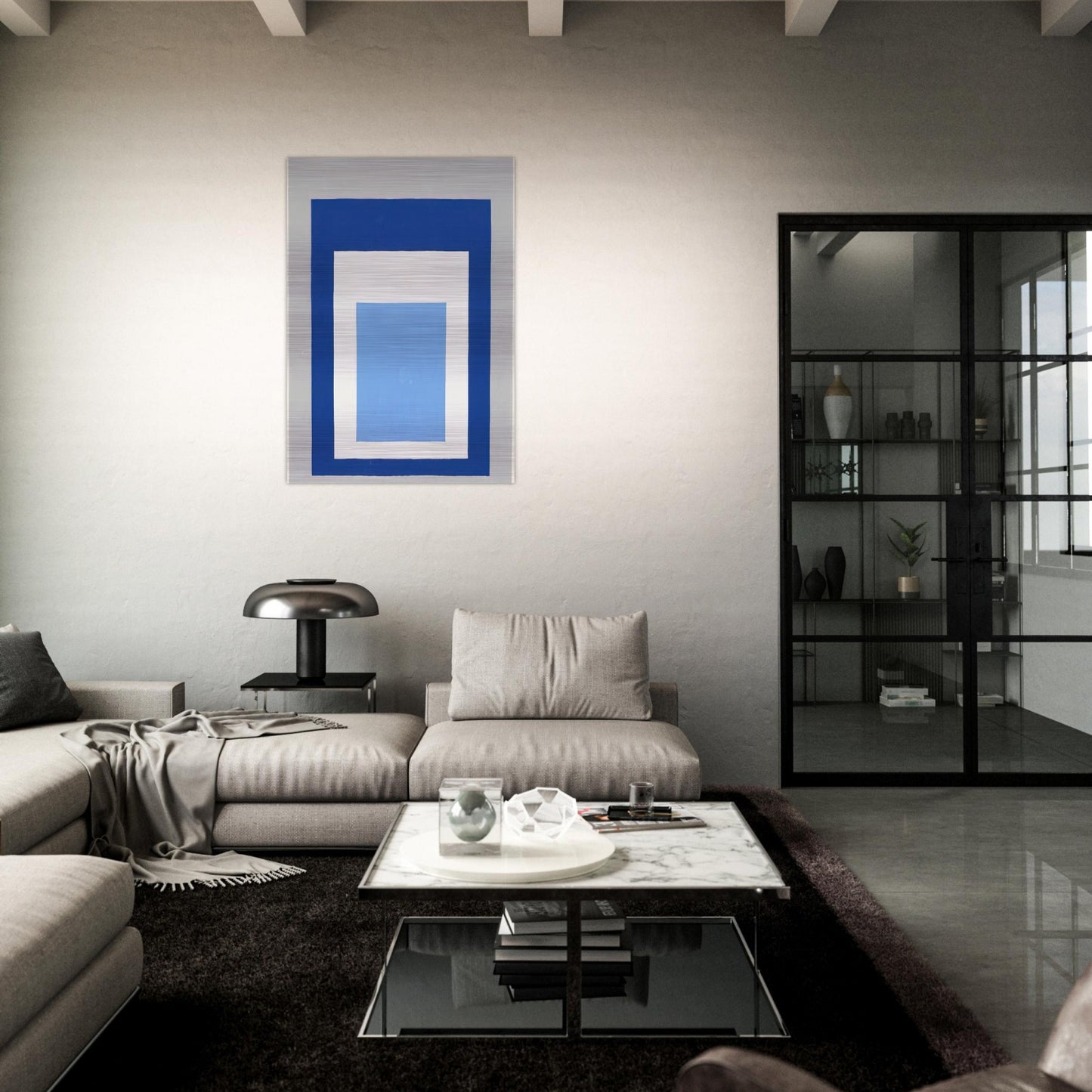 HOMAGE TO THE SQUARE BLUE WHITE GREY 1951 - Josef Albers Brushed Aluminum Print - 70x100 cm / 28x40 inches | Josef Albers Aluminum Print | Josef Albers Prints