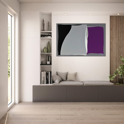 Black  Gray Curves with Purple - 1960 - Karl Benjamin Art Prints - 100x150 cm / 40x60″ inches | Karl Benjamin Poster | Karl Benjamin Prints