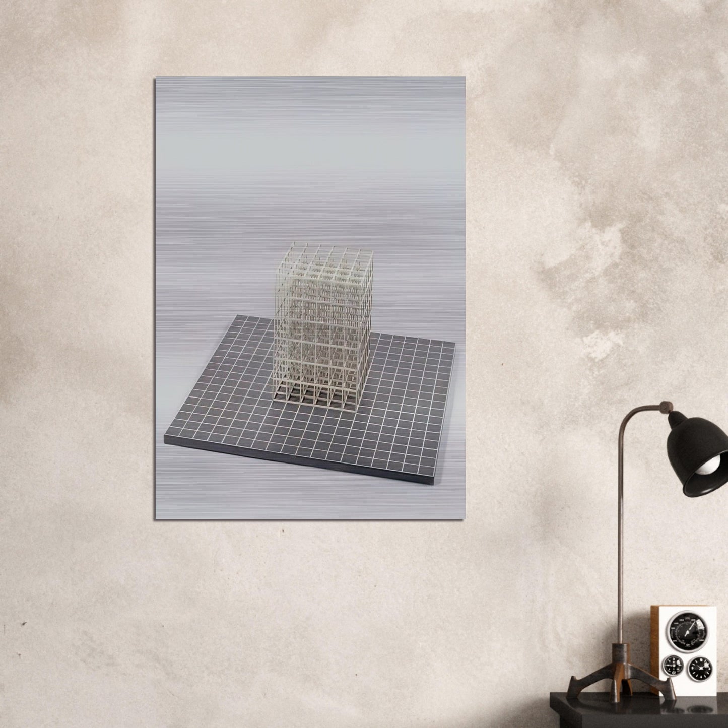 Modular cube. Base - Sol LeWitt Brushed Aluminum Print - 70x100 cm / 28x40 inches | Sol LeWitt Aluminum Print | Sol LeWitt Prints