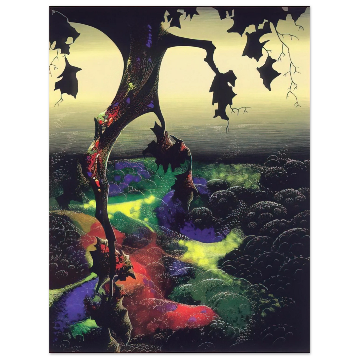Eyvind Earle - Crimson Red and Gold  75x100 cm / 30x40inches Fine Art Poster