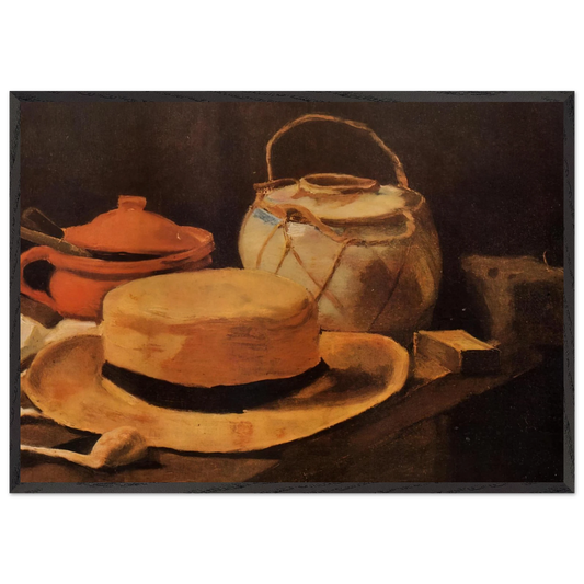 Still Life with Yellow Hat - Vincent van Gogh 70x100 cm / 28x40 inches Framed Art Print – Black Wooden Frame