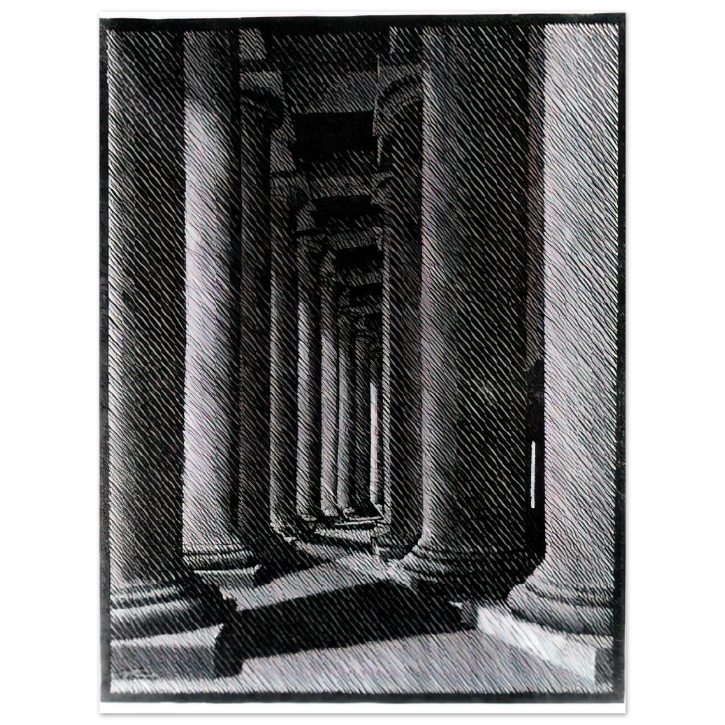 MC Escher - NOCTURNAL ROME COLONADE OF ST PETER S Wall Art - 60x80 cm / 24x32 inches - Fine Art Poster - -