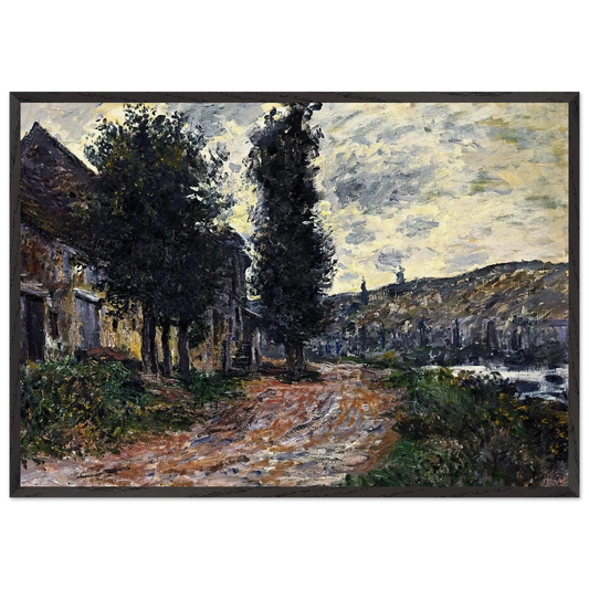 Tow Path at Lavacourt - claude monet 70x100 cm / 28x40 inches Framed Art Print – Black Wooden Frame