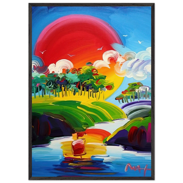WITHOUT BORDERS 2011 - Peter Max 70x100 cm / 28x40 inches Framed Art Print – Black Wooden Frame