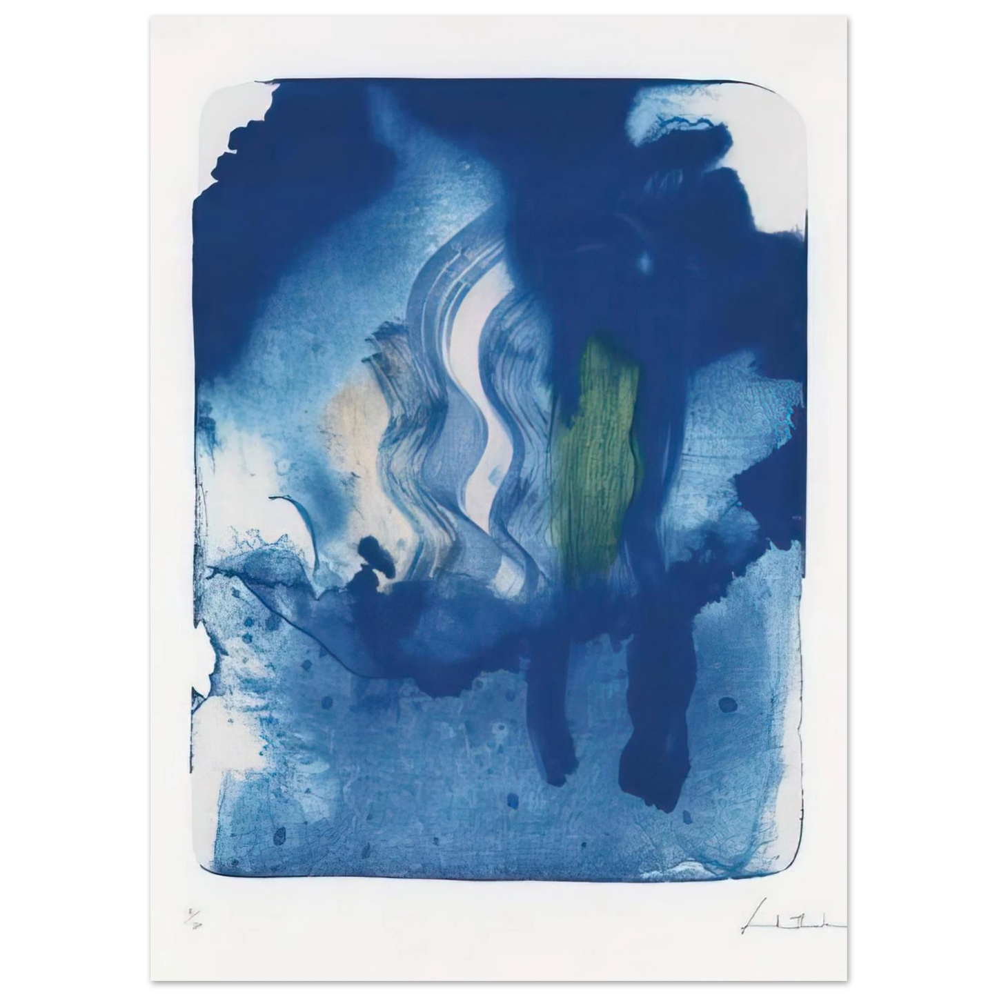 Helen Frankenthaler - Reflections V - 1995 Wall art - A3 (29.7 x 42  cm) - Premium Wooden Framed Poster With Fine Art Paper-canvas - Black frame