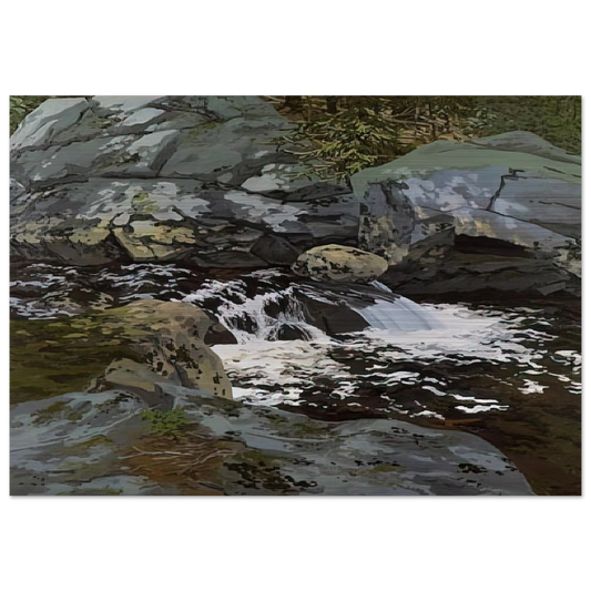 Cascade - 1974 - Neil Welliver Brushed Aluminum Print - 70x100 cm / 28x40 inches | Neil Welliver Aluminum Print | Neil Welliver Prints