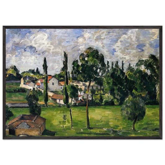 Landscape with Waterline - Paul Cezanne 70x100 cm / 28x40 inches Framed Art Print – Black Wooden Frame
