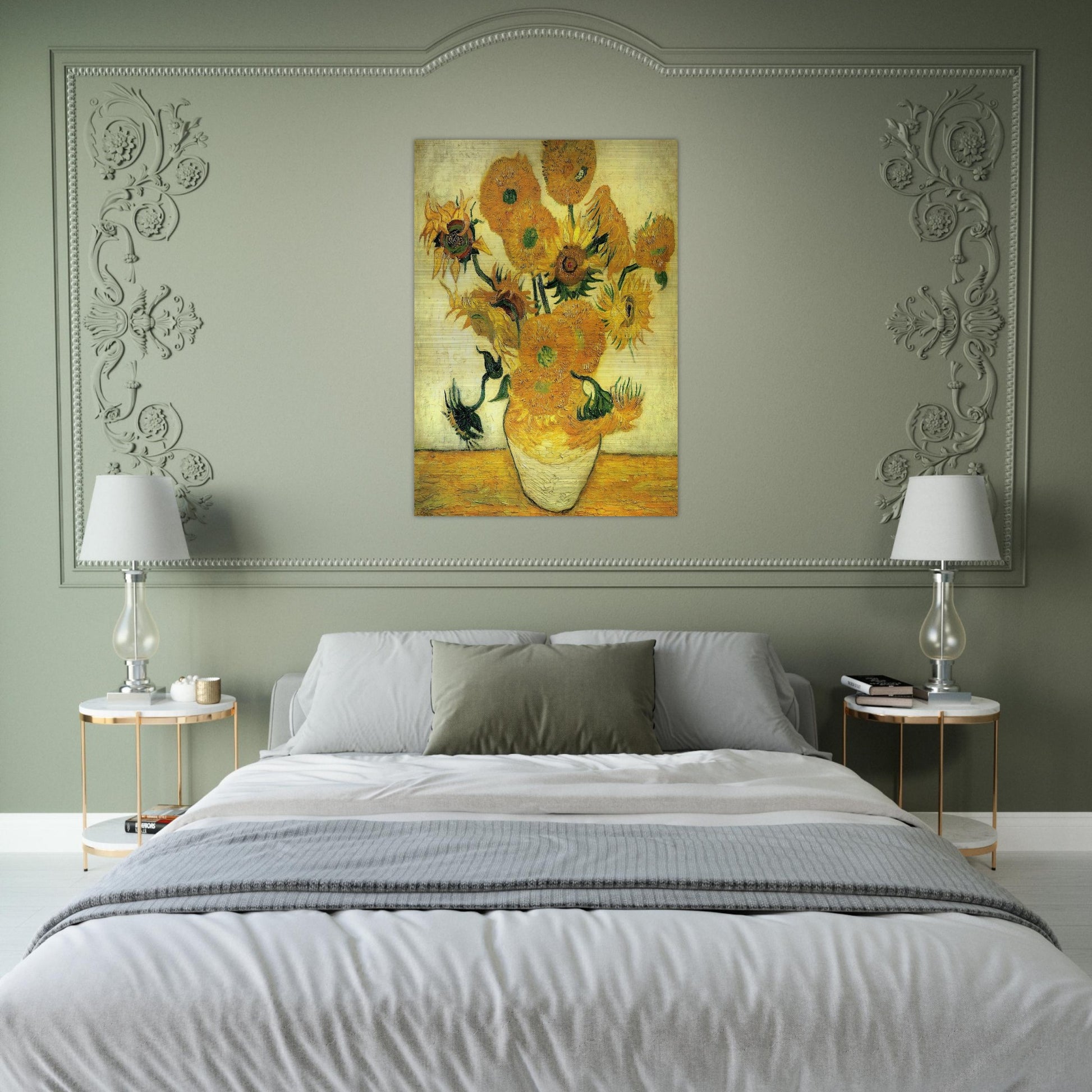 Still Life - Vase with Fourteen Sunflowers - Vincent van Gogh Brushed Aluminum Print - 70x100 cm / 28x40 inches | Vincent van Gogh Aluminum Print | Vincent van Gogh Prints
