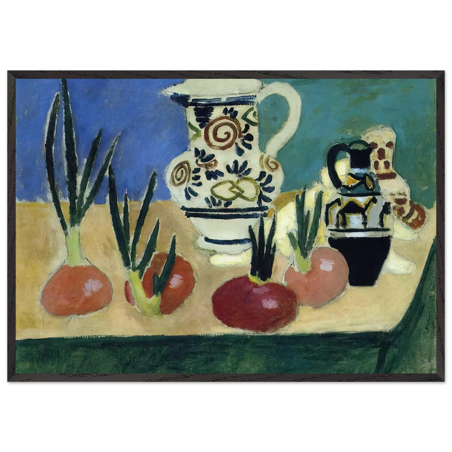 THE RED ONIONS 1906 - Henri Matisse 70x100 cm / 28x40 inches Framed Art Print – Black Wooden Frame
