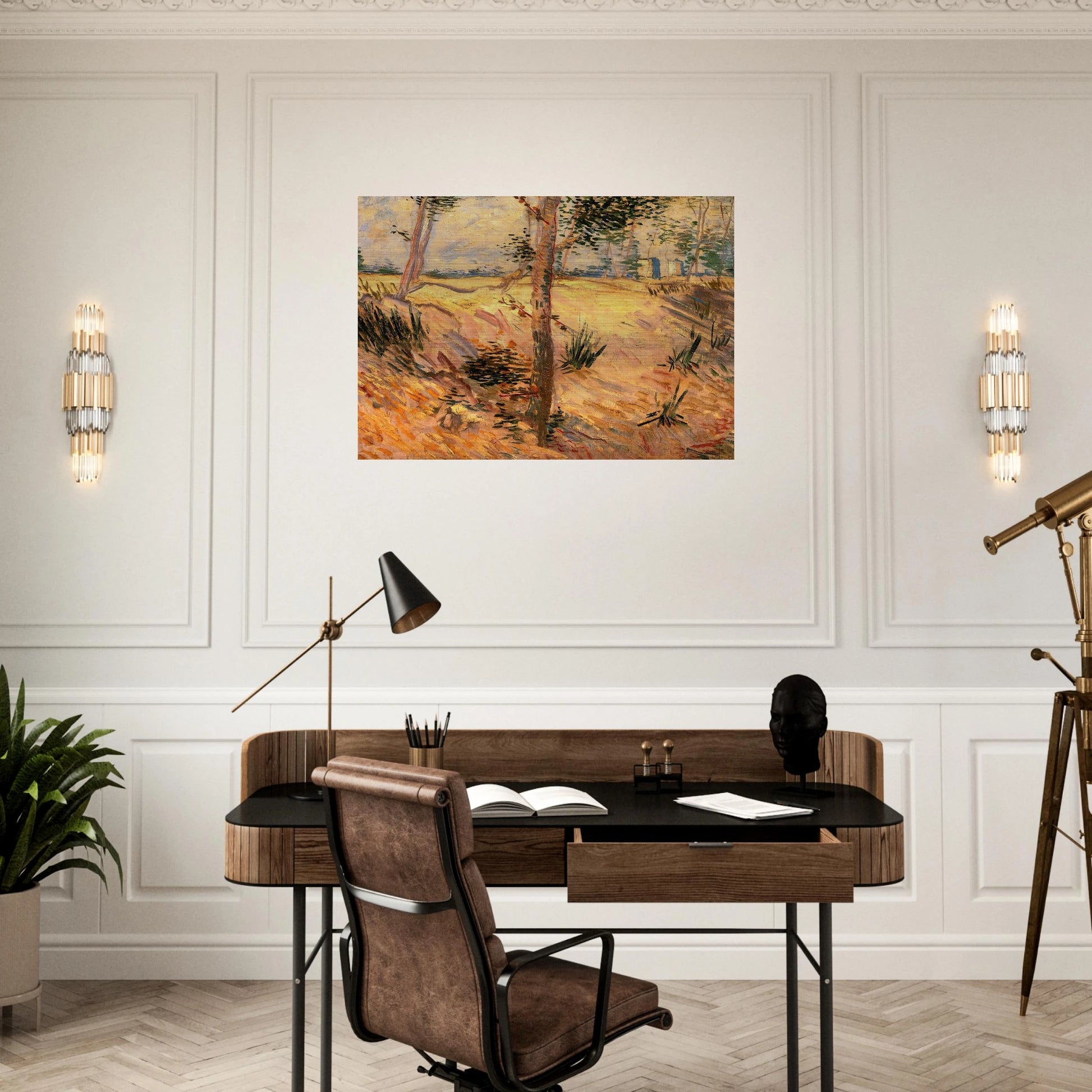 Trees in a Field on a Sunny Day - Vincent van Gogh Brushed Aluminum Print - 70x100 cm / 28x40 inches | Vincent van Gogh Aluminum Print | Vincent van Gogh Prints