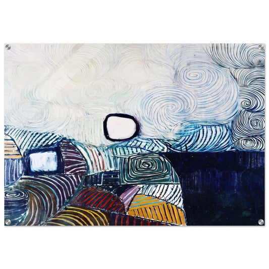 Spiral Development in Green Violet Blue  Gold - 1951 - Victor Pasmore Acrylic Print - 70x100 cm / 28x40″ inches | Victor Pasmore Wall Art | Victor Pasmore Prints