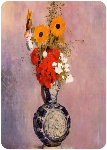 BOUQUET OF FLOWERS IN A BLUE VASE 2 By Odilon Redon Pack of 10 Post Cards | Odilon Redon Post Cards | A6 (10.5 x 14.8 cm) - 4.1 x 5.8 inches