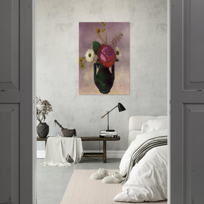 ROSE AND DAISY - Odilon Redon Brushed Aluminum Print - 70x100 cm / 28x40 inches | Odilon Redon Aluminum Print | Odilon Redon Prints