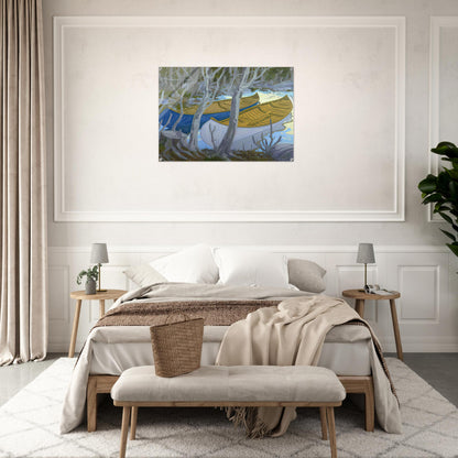 Two Canoes - Contemporary Realism - Neil Welliver Acrylic Print - 70x100 cm / 28x40″ inches