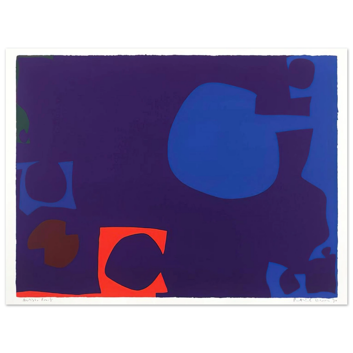 Patrick Heron - Blue and Deep Violet with Orange, Brown and Green - 1970  75x100 cm / 30x40inches Fine Art Poster