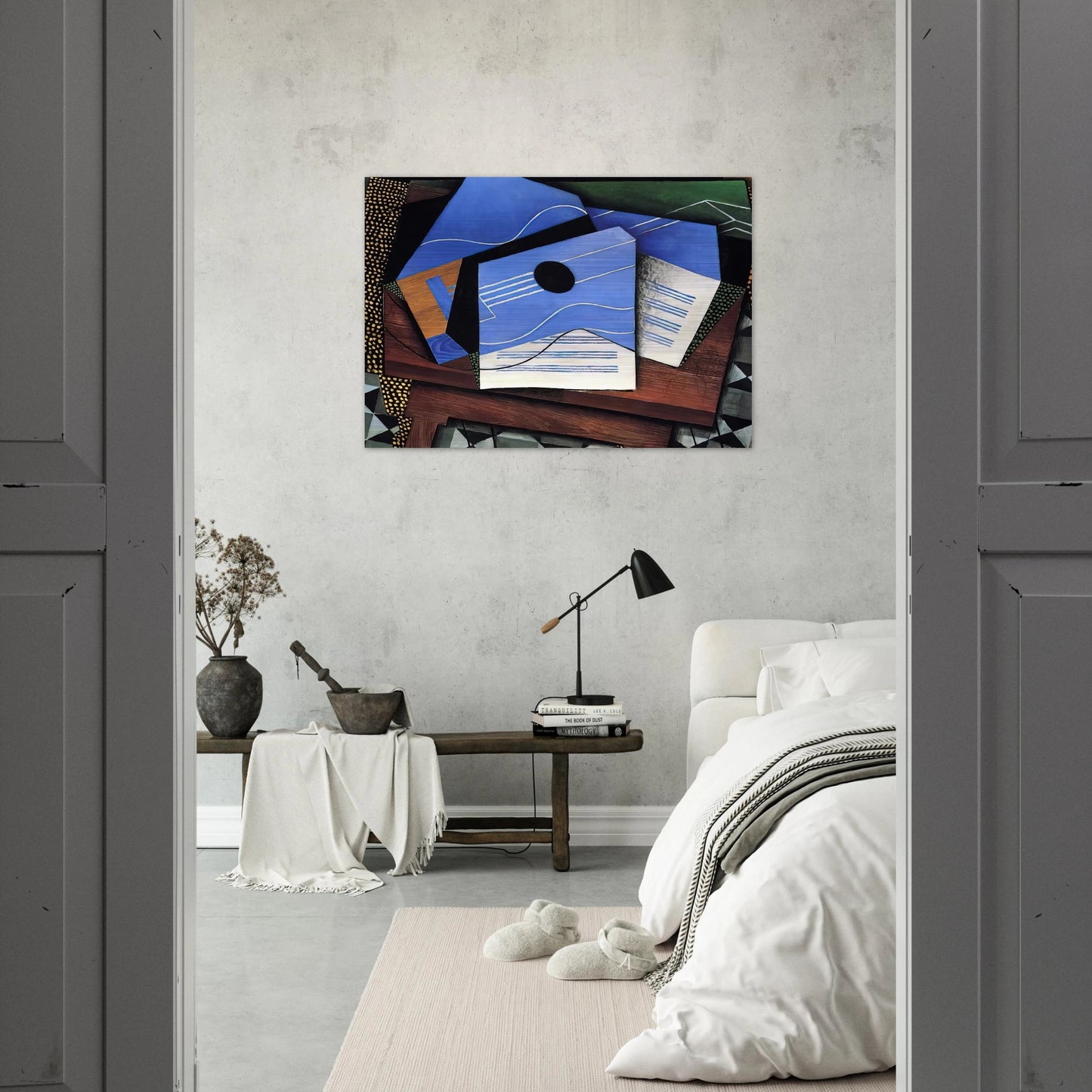 GUITAR ON A TABLE 1915 - Juan Gris Brushed Aluminum Print - 70x100 cm / 28x40 inches | Juan Gris Aluminum Print | Juan Gris Prints