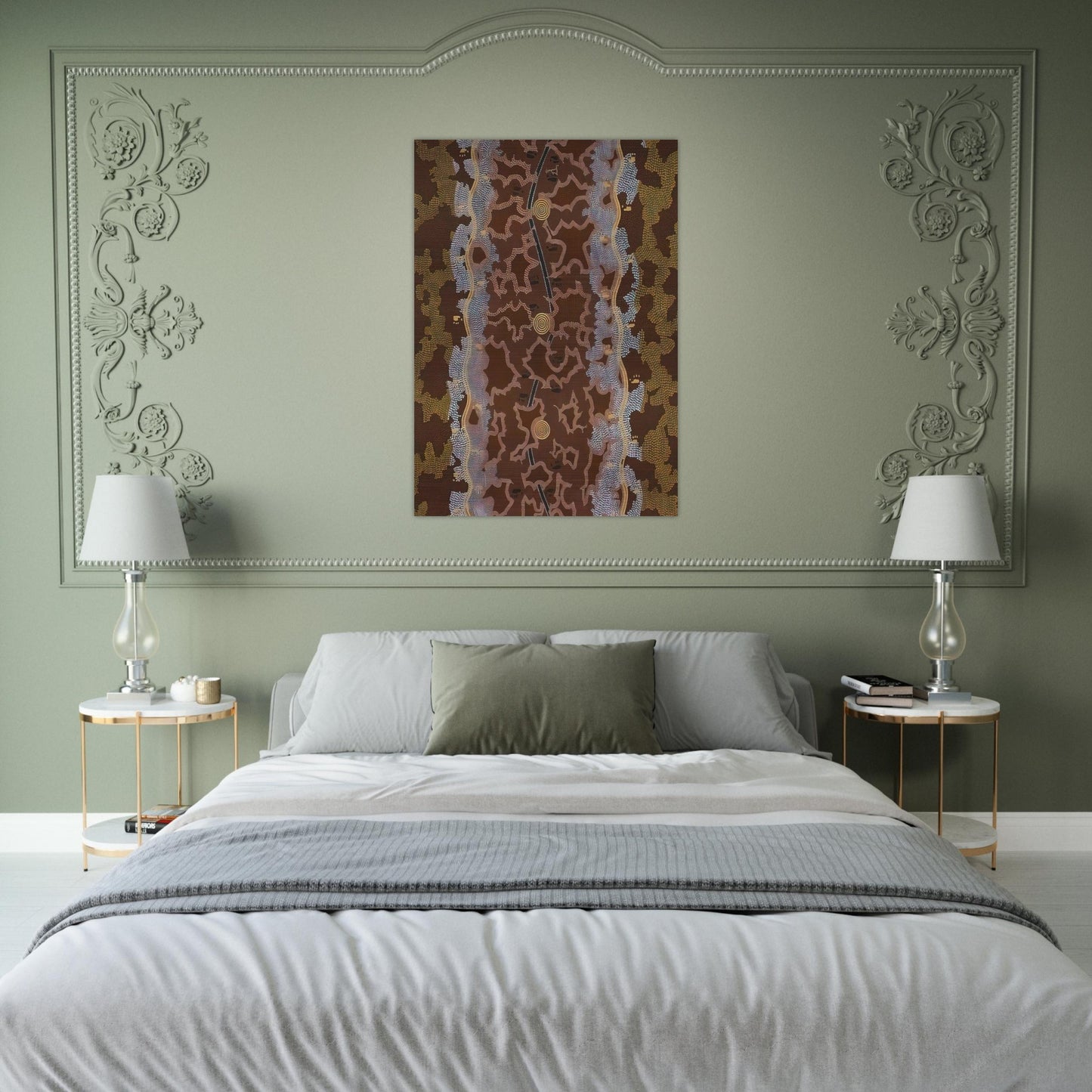 Possum Dreaming at Napperby - 1979 - Clifford Possum Tjapaltjarri Brushed Aluminum Print - 70x100 cm / 28x40 inches | Clifford Possum Tjapaltjarri Aluminum Print | Clifford Possum Tjapaltjarri Prints