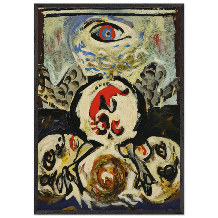 BIRD 1941 - Jackson Pollock 70x100 cm / 28x40 inches Framed Art Print – Black Wooden Frame