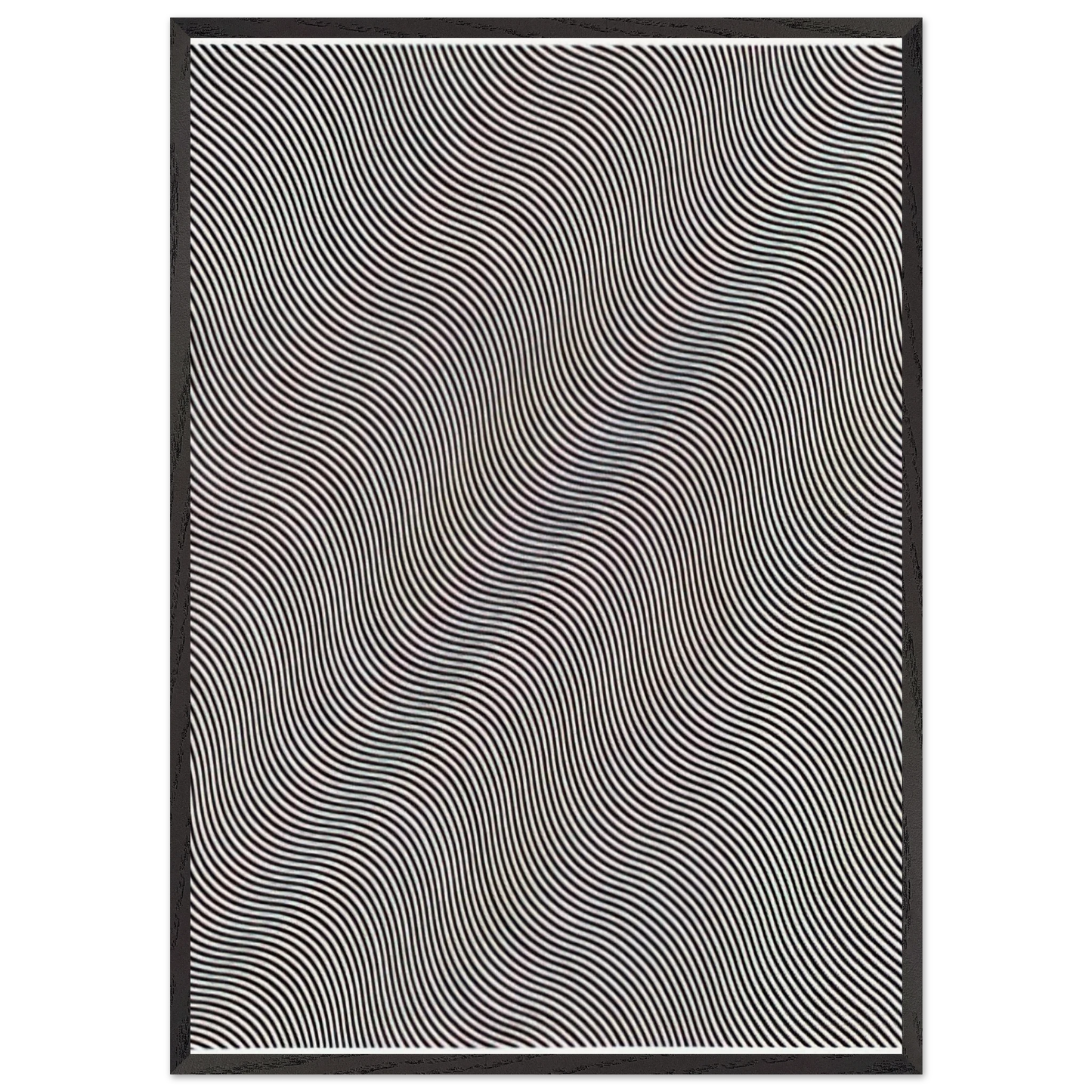 UNTITLED DIAGONAL CURVE 1966 - Bridget Riley 70x100 cm / 28x40 inches Framed Art Print – Black Wooden Frame