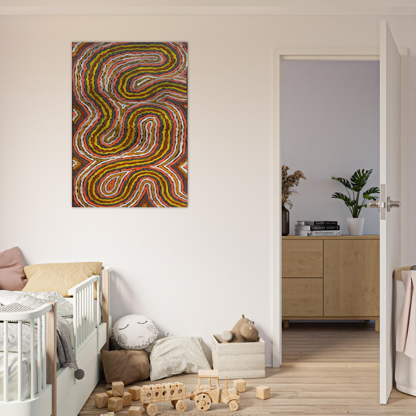 Worm Dreaming Napperby - 1996 - Clifford Possum Tjapaltjarri Brushed Aluminum Print - 70x100 cm / 28x40 inches | Clifford Possum Tjapaltjarri Aluminum Print | Clifford Possum Tjapaltjarri Prints