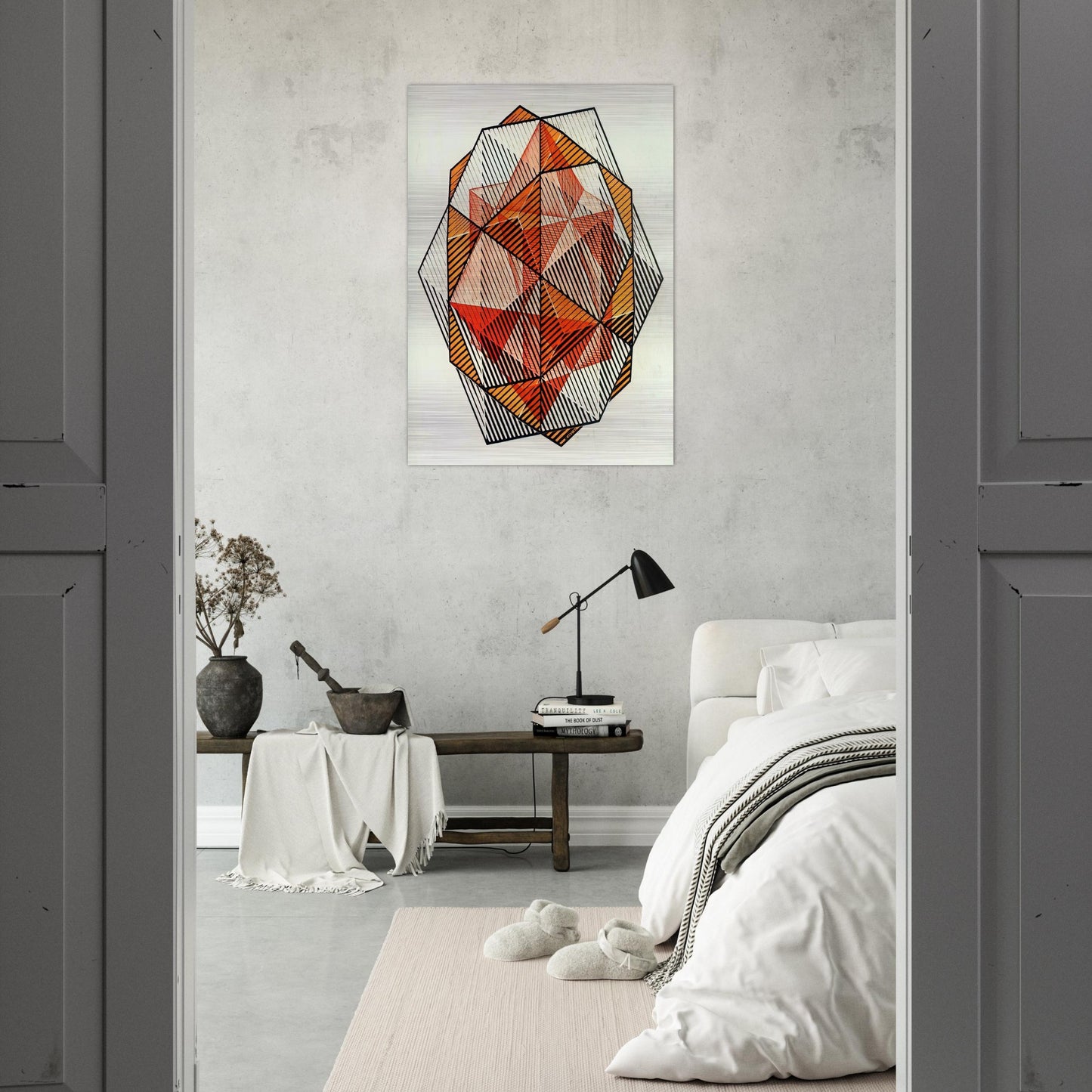 FOUR REGULAR SOLIDS - MC Escher Brushed Aluminum Print - 70x100 cm / 28x40 inches | MC Escher Aluminum Print | MC Escher Prints