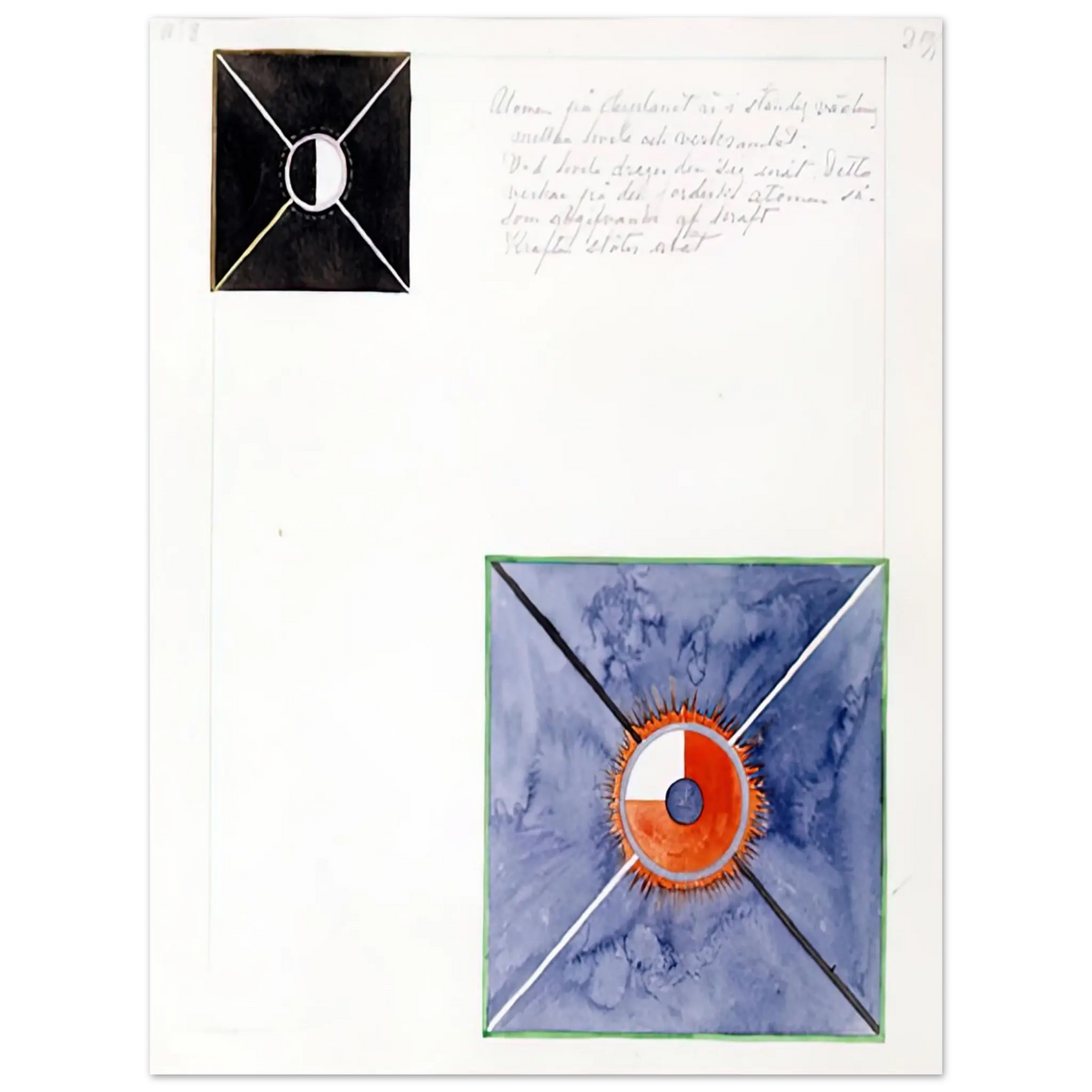 Hilma af Klint - ATOM SERIES NO 8 ATOM ON THE ETHER PLANE IS IN CONSTANT CHANGE BETWEEN REST AND ACTIVITY AT THE 1917 Wall art - 70x100 cm / 28x40 Inches - Fine Art Poster - -