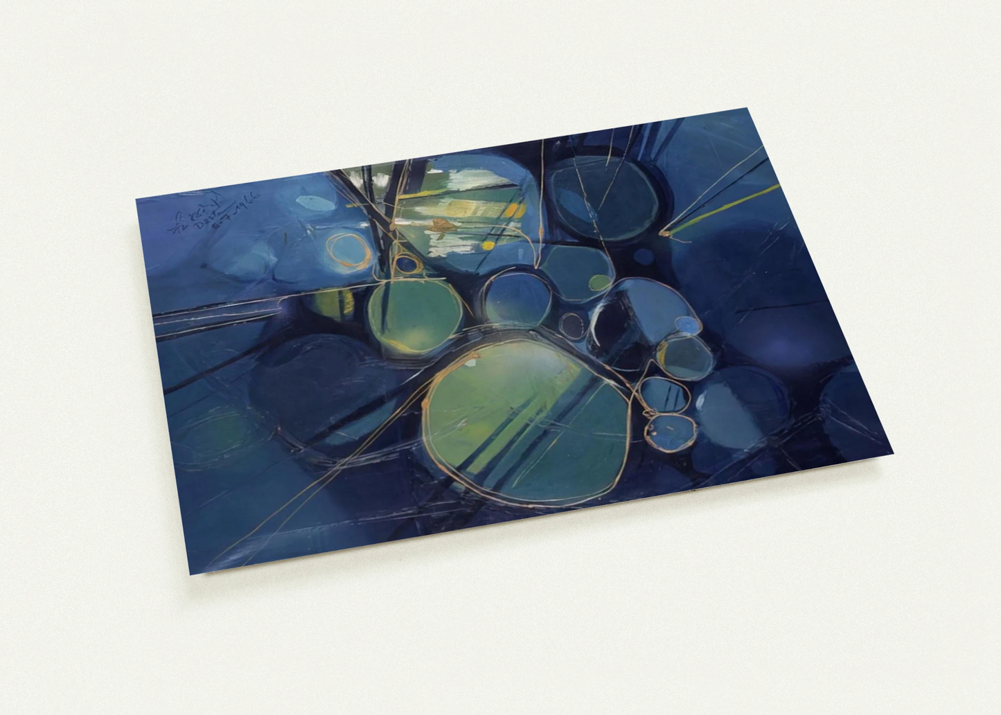 Green Abstract - 1966 By Gebre Kristos Desta Pack of 10 Post Cards | Gebre Kristos Desta Post Cards | A6 (10.5 x 14.8 cm) - 4.1 x 5.8 inches