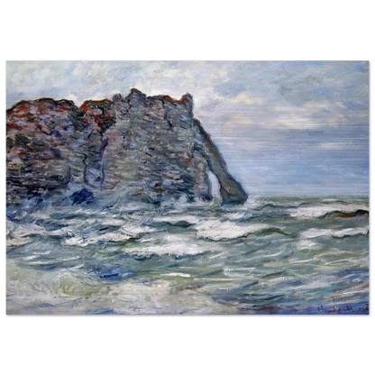 Port d`Aval, Rough Sea - claude monet Brushed Aluminum Print - 70x100 cm / 28x40 inches | claude monet Aluminum Print | claude monet Prints
